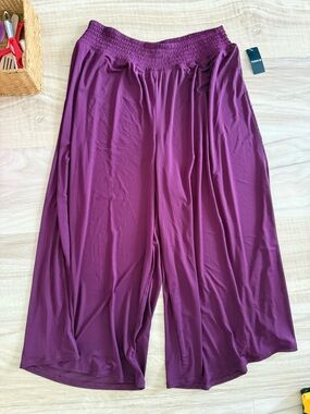 Torrid Mesh High Waist Swim Cover Up Pants, Berry, 1X 14/16 NEW